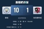 10-1胜埃克塞特城，曼城自1987年11月以来首次在正式比赛进10球